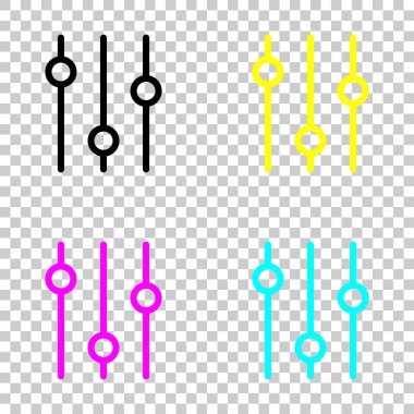 ayarı. basit simgesi. Cmyk simgeleri şeffaf arka plan üzerinde renkli dizi