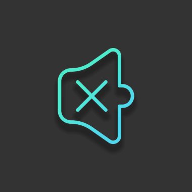 Basit birim sessiz. Doğrusal, ince anahat. Renkli logo kavramı koyu arka plan üzerinde yumuşak gölge ile. Masmavi okyanus rengini simgesi