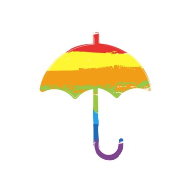 şemsiye simgesi. İşareti Lgbt style, gökkuşağı kırmızı, turuncu, sarı, yeşil, mavi, Indigo, menekşe, yedi renk ile çizim