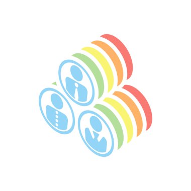 Office insanlar, takım. Beyaz arka plan üzerinde renkli izometrik simgeler yığını