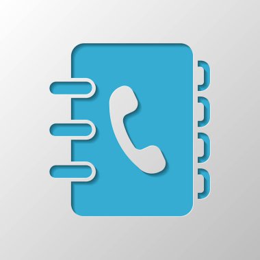 Adres defteri ile telefon kapağında imzala. basit simgesi. Kağıt tasarımı. Gölge ile düzenlenen sembolü