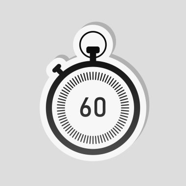 Kronometre. basit simgesi. Etiket tarzı ile beyaz ve gri arka plan üzerinde basit gölge