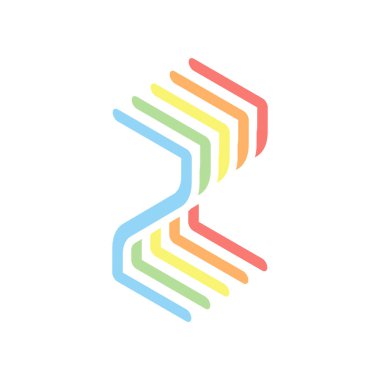 Sayı 2, rakamı, iki. Beyaz arka plan üzerinde renkli izometrik simgeler yığını