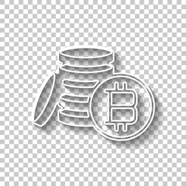 para bitcoin. basit siluet. Gölge şeffaf arka plan üzerinde beyaz anahat işaretiyle