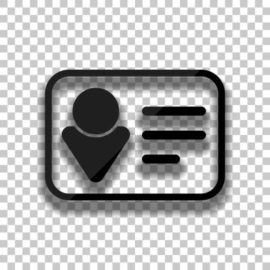 Kimlik kartı simgesi. Doğrusal tarzı. Saydam arka plan üzerinde yumuşak gölgeli siyah cam kutsal kişilerin resmi