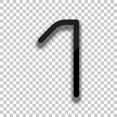 1 numara, rakamı, bir. Saydam arka plan üzerinde yumuşak gölgeli siyah cam kutsal kişilerin resmi