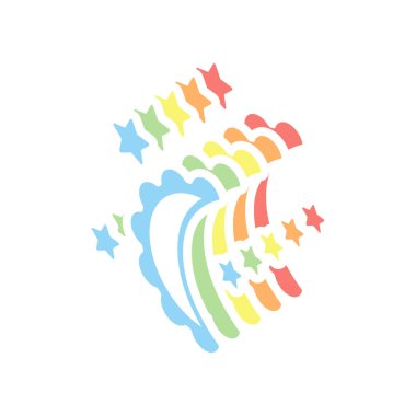 ay ve yıldız. basit siluet. Beyaz arka plan üzerinde renkli izometrik simgeler yığını