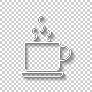 fincan sıcak çay ya da kahve simgesi. Gölge şeffaf arka plan üzerinde beyaz anahat işaretiyle