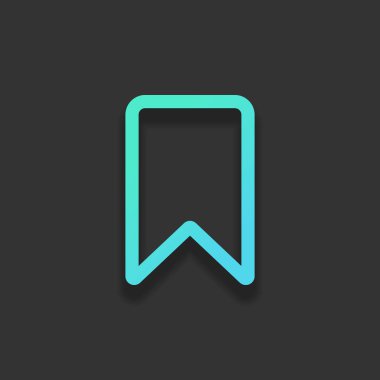 basit anahat yer işareti. Renkli logo kavramı koyu arka plan üzerinde yumuşak gölge ile. Masmavi okyanus rengini simgesi