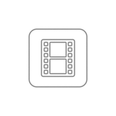 TV film şeridi ile. Noktalı anahat siluet gölge beyaz arka plan üzerinde