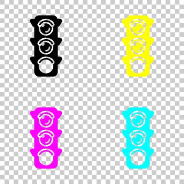 Trafik ışığı simgesi. İz yürümek, yeşil ya da gidin. Cmyk simgeleri şeffaf arka plan üzerinde renkli dizi