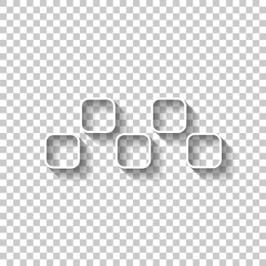 Taksi ya da araba. Basit simgesi. Gölge şeffaf arka plan üzerinde beyaz anahat işaretiyle