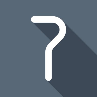 Sayı yedi, sayısal, basit mektup. Uzun Gölge arka plan üzerinde beyaz düz simgesi