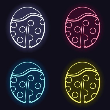 Uğur böceği simgesi. Moda neon işareti kümesi. Koyu arka plan üzerinde casino tarzı. Seamless modeli