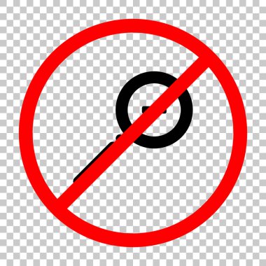 Simge zoom. Siyah kırmızı uyarı işareti şeffaf arka plan ile nesnesinde izin yok