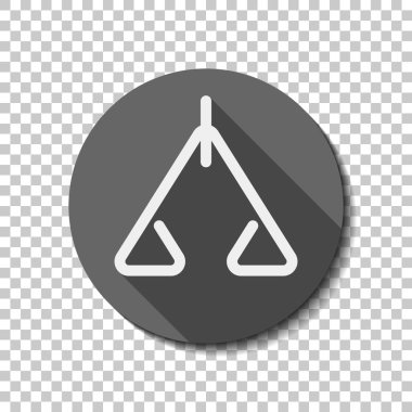 Soyut simgesini veya logo ölçek. Saydam arka plan üzerinde bir dairede uzun gölge beyaz düz simgesi. Rozet veya etiket stili