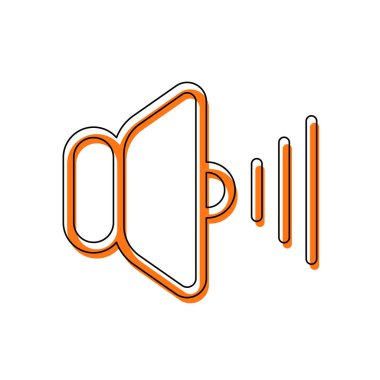 ses max simgesi. İzole simge siyah ince dağılımı ve farklı katmanlarda doldurma taşındı turuncu oluşan. Beyaz arka plan