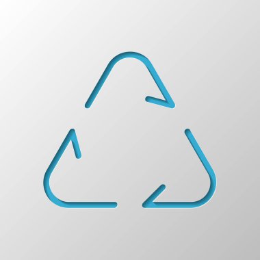 Geri dönüşüm veya simgesini yeniden kullanabilirsiniz. İnce oklar, doğrusal tarzı. Kağıt tasarımı. Gölge ile düzenlenen sembolü