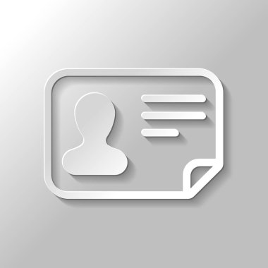 Kimlik kartı simgesi. Kimliği profil. Kağıt tarzı ile gölge gri arka plan üzerinde