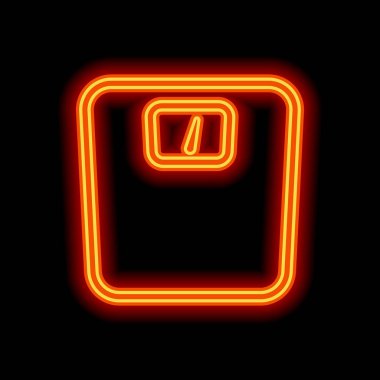 siluet veya ağırlık, basit anahat simgesi. Siyah arka plan üzerine portakal neon tarzı. Işık simgesi