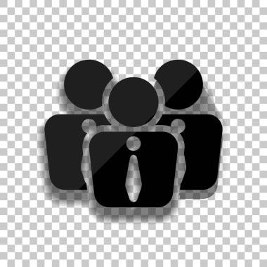 Office insanlar, takım. Saydam arka plan üzerinde yumuşak gölgeli siyah cam kutsal kişilerin resmi