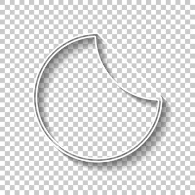 Bükülmüş kenar ile yuvarlak etiket. Gölge şeffaf arka plan üzerinde beyaz anahat işaretiyle