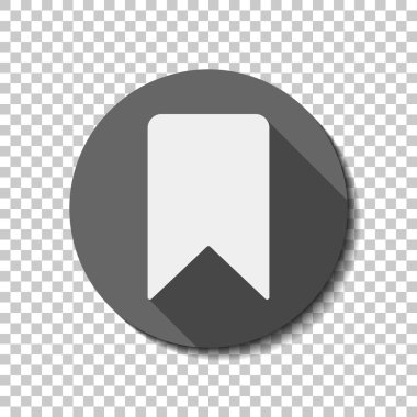 basit yer imi simgesi. Saydam arka plan üzerinde bir dairede uzun gölge beyaz düz simgesi. Rozet veya etiket stili