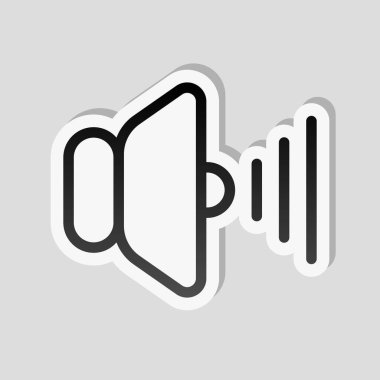 ses max simgesi. Etiket tarzı ile beyaz ve gri arka plan üzerinde basit gölge