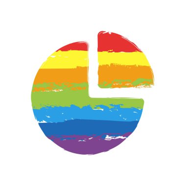 İş pasta grafiği simgesi. Çizim işaretiyle Lgbt stil, gökkuşağı (kırmızı, turuncu, sarı, yeşil, mavi, Indigo, menekşe, yedi renk