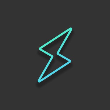 Flash simgesi. Renkli logo kavramı koyu arka plan üzerinde yumuşak gölge ile. Masmavi okyanus rengini simgesi