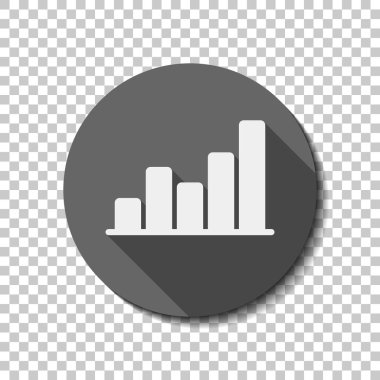 Grapgic finans, büyümek. düz simgesi, uzun gölge, daire, şeffaf ızgara. Rozet veya etiket stili