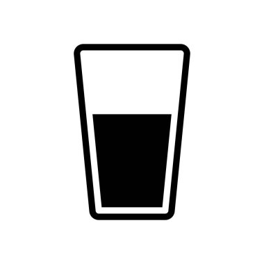 bir bardak su simgesi. Beyaz arka planda siyah simgesi