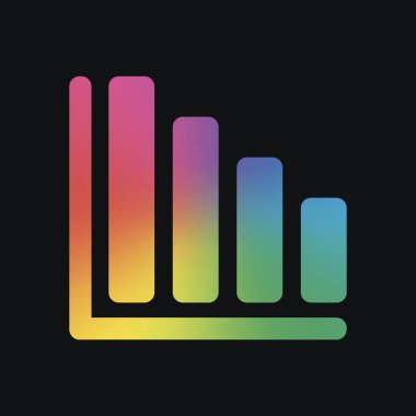 Azalan grafik hat simgesi. Gökkuşağı rengi ve koyu arka plan