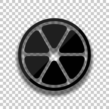 limon dilimi simgesi. Saydam arka plan üzerinde yumuşak gölgeli siyah cam kutsal kişilerin resmi