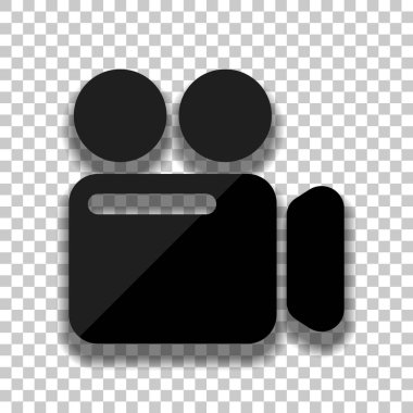 Basit video kamera simgesi. Saydam arka plan üzerinde yumuşak gölgeli siyah cam kutsal kişilerin resmi