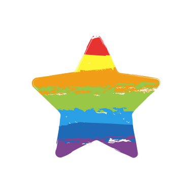 Yıldız simgesi. İşareti Lgbt style, gökkuşağı kırmızı, turuncu, sarı, yeşil, mavi, Indigo, menekşe, yedi renk ile çizim