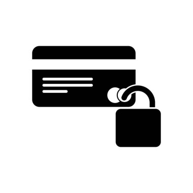 kredi kartı koruma simgesi. Beyaz arka planda siyah simgesi
