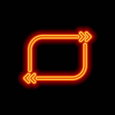 Metin teklif dikdörtgen. Basit simgesi. Siyah arka plan üzerine portakal neon tarzı. Işık simgesi