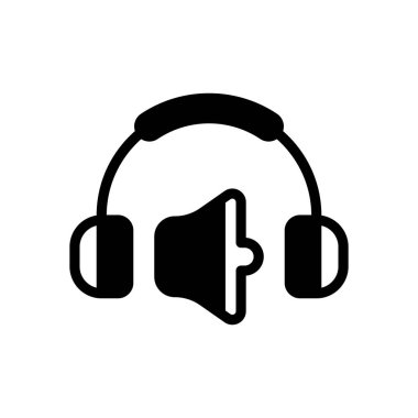 Kulaklık ve ses seviyesini. Orta ses düzeyi. Basit simgesi