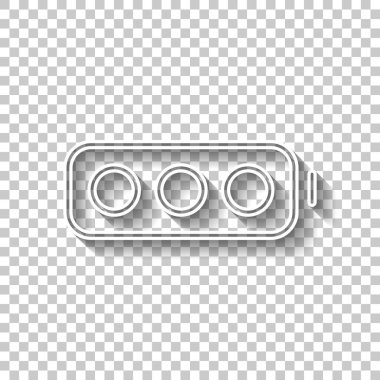 Basit boş pil, düzey yok. Gölge şeffaf arka plan üzerinde beyaz anahat işaretiyle