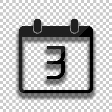 3 günlük, basit simgesi ile takvim. Saydam arka plan üzerinde yumuşak gölgeli siyah cam kutsal kişilerin resmi