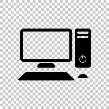 Kişisel bilgisayar, pc. Sistem birimi, monitör, klavye ve fare. Saydam arka plan üzerinde.