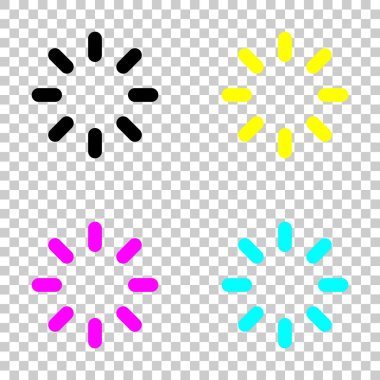 Yük ya da bekleme simgesi. Cmyk simgeleri şeffaf arka plan üzerinde renkli dizi