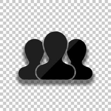 Takım, birkaç kişi. Saydam arka plan üzerinde yumuşak gölgeli siyah cam kutsal kişilerin resmi