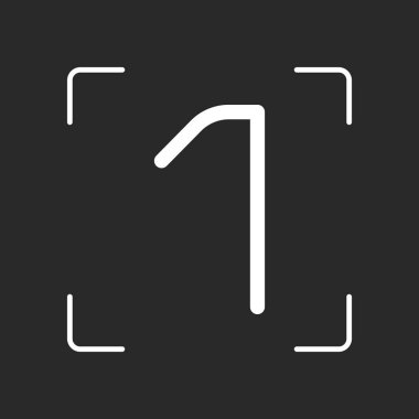 1 numara, rakamı, bir. Beyaz nesne kamera otomatik odaklama koyu arka plan üzerinde