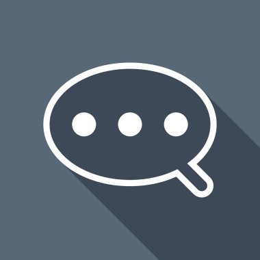 Basit metin bulut. Doğrusal, ince anahat. Uzun Gölge arka plan üzerinde beyaz düz simgesi