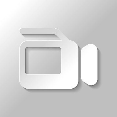 Video kamera ile perde. Kağıt tarzı ile gölge gri arka plan üzerinde