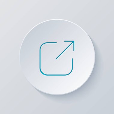 Paylaşımı, oturum kapatma veya karşıya yükleme. Çapraz ok Meydanı dışarı. Gri ve mavi katmanları ile daire kes. Kağıt tarzı