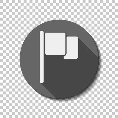 Basit bayrak simgesi. düz simgesi, uzun gölge, daire, şeffaf ızgara. Rozet veya etiket stili