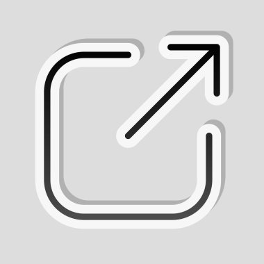 Paylaşımı, oturum kapatma veya karşıya yükleme. Çapraz ok Meydanı dışarı. Etiket tarzı ile beyaz ve gri arka plan üzerinde basit gölge